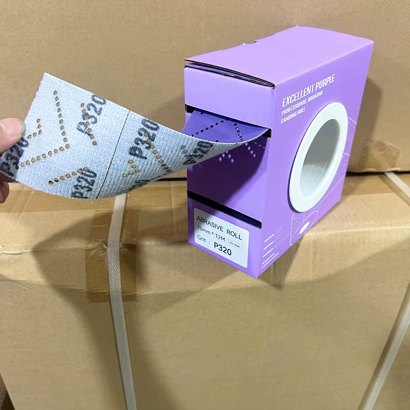 Rouleau de papier abrasif 70 mm x 12 m multi-perforé