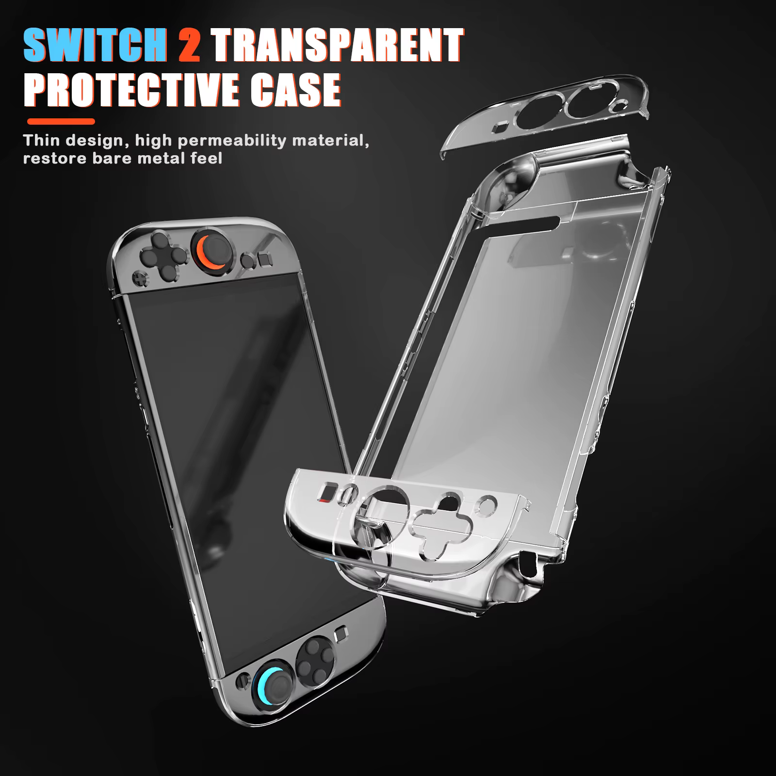Étui rigide transparent PC pour Switch 2, étui de protection fendu, housse de protection anti-rayures en cristal, coque de protection Anti-chute