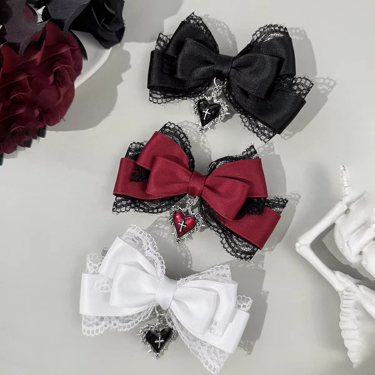 Pince à cheveux gothique Style Lolita, nœud en ruban noir, pinces à cheveux à la mode pour filles, coiffure de haute qualité