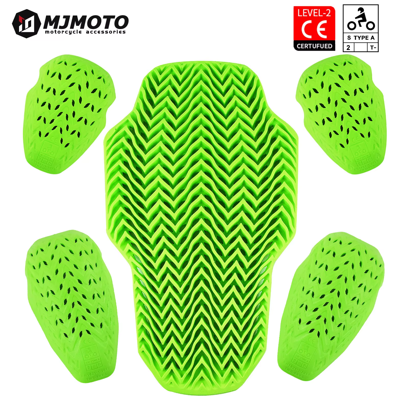 Ensemble de protection moto vert CE niveau 2, veste et pantalon en PU anti-impact pour motocross et tout-terrain