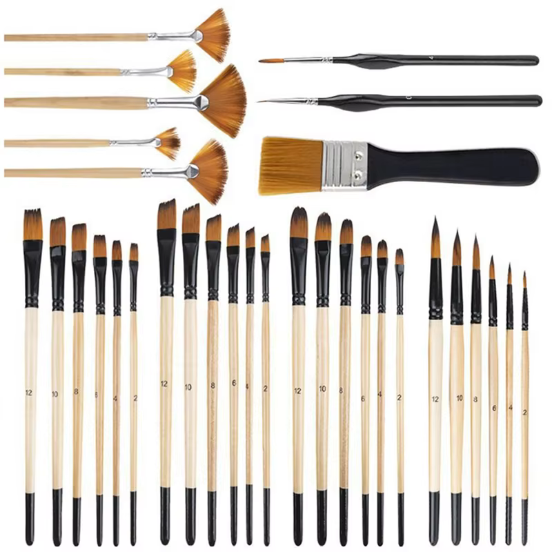 PQWN 32 pièces ensemble de pinceaux pour peinture acrylique