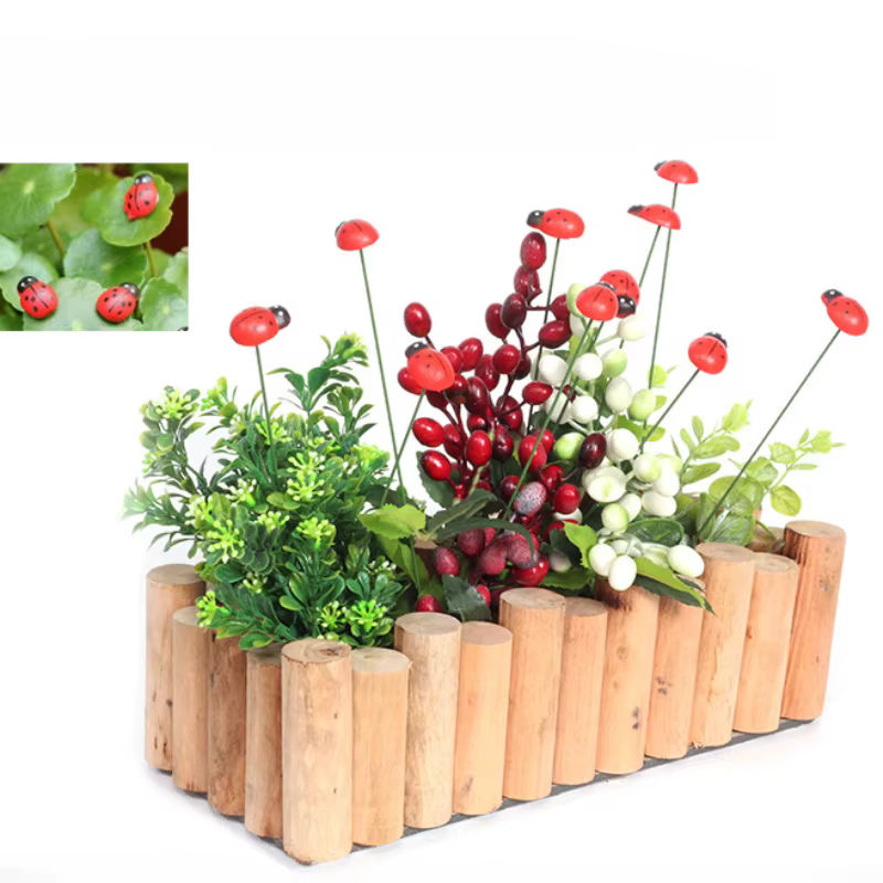 Piquets de jardin décoratifs coccinelle en bois