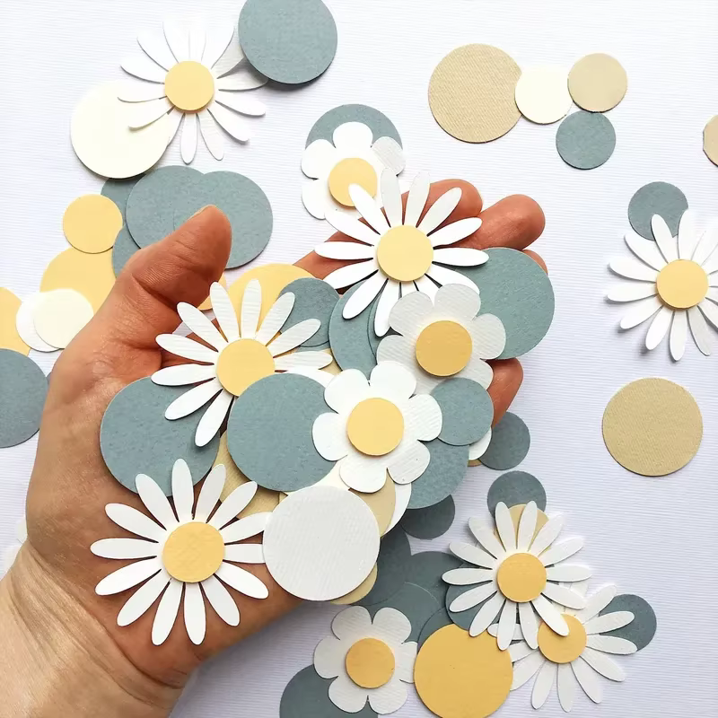 1 sac doux rond marguerite fleur papier confettis mariage fleur Table disperser bébé douche fête d'anniversaire boîte-cadeau décorations approvisionnement