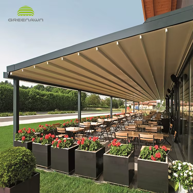 Couvre-pergola imperméable mural en PVC pour pergola rétractable