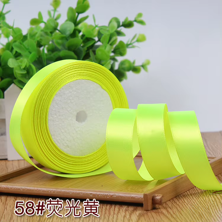Rubans en Satin de soie jaune Orange or 6-10-15-20-25-40-50mm