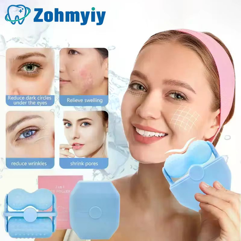 Rouleau de glace pour le visage, double rouleau, massage facial rafraîchissant pour les yeux, soulage la fatigue, la douleur, les rougeurs, raffermit la peau, lifting du visage, réduit les gonflements