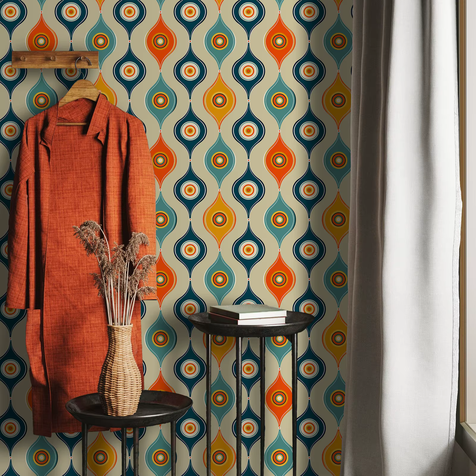 Papier peint circulaire coloré vibrant pour mur