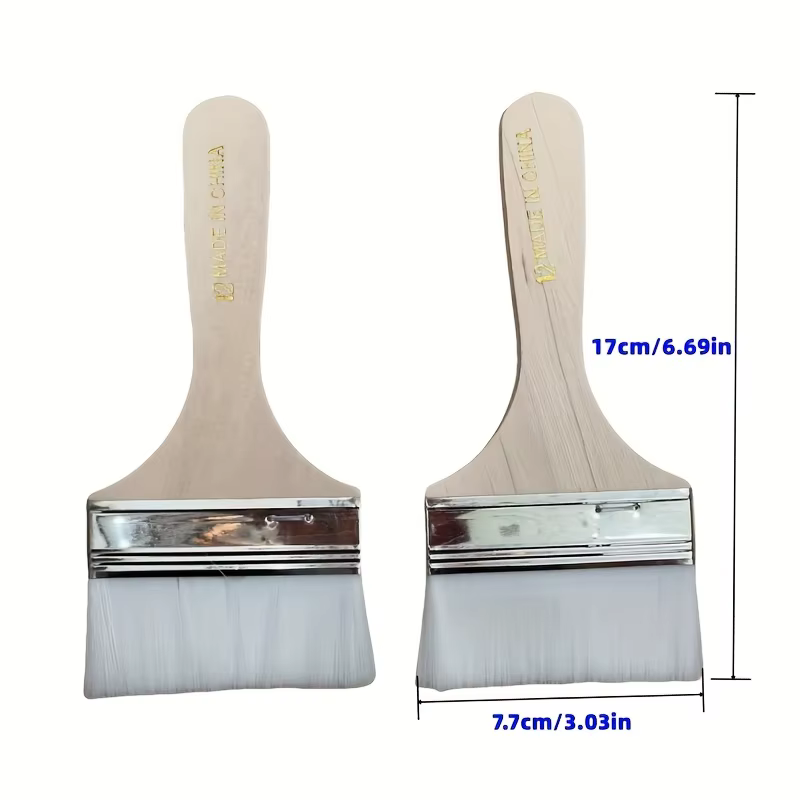 2 pinceaux en laine de chèvre - grands et plats pour une application facile du latex et des peintures à l'aquarelle sur les murs et les sols