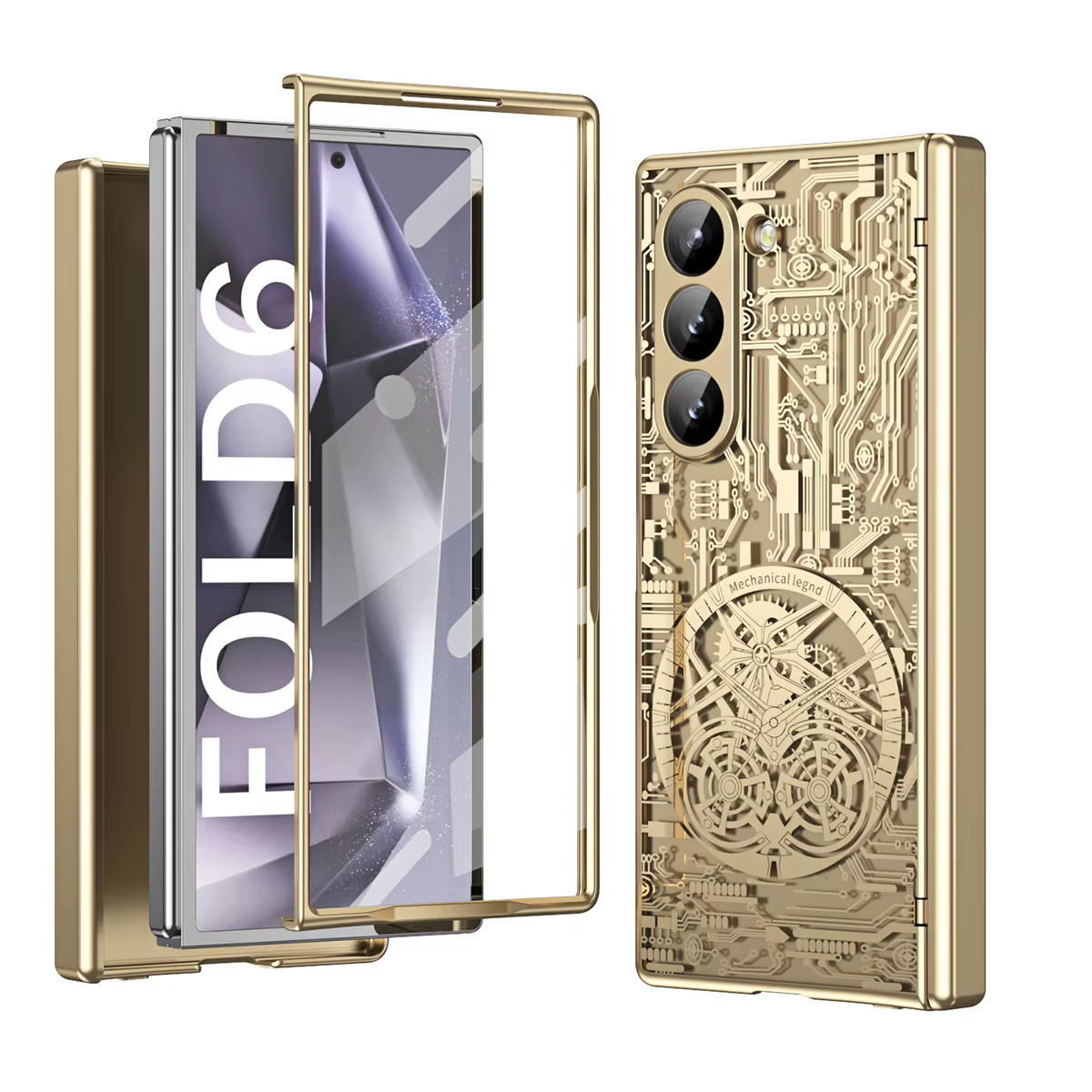 Pour Samsung Galaxy Z Fold 7 6 5 4 3 étui de luxe mécanique galvanisé Transparent pliant charnière Protection antichoc couverture