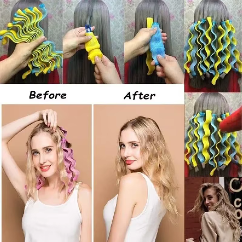 Bigoudis en spirale sans chaleur pour femmes boucles rondes sans forme d'onde bricolage 2 crochets 12 pièces 18 pièces 10 pièces