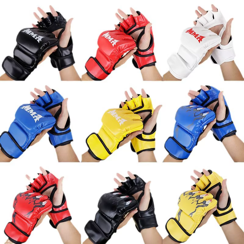 Gants d'entraînement de haute qualité pour MMA et arts martiaux, avec doigts épaissis pour une protection accrue et une flexibilité accrue, adaptés aux adultes et aux enfants