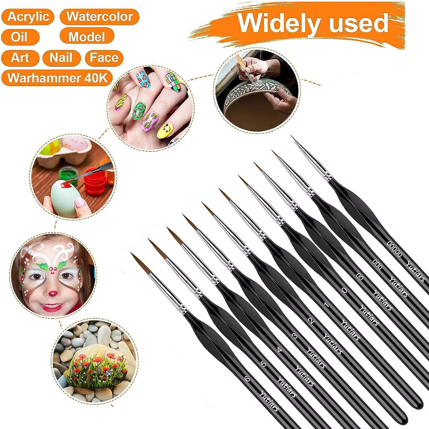 10 pièces pinceau à détails fins Kit de pinceaux de peinture miniatures Mini ensemble