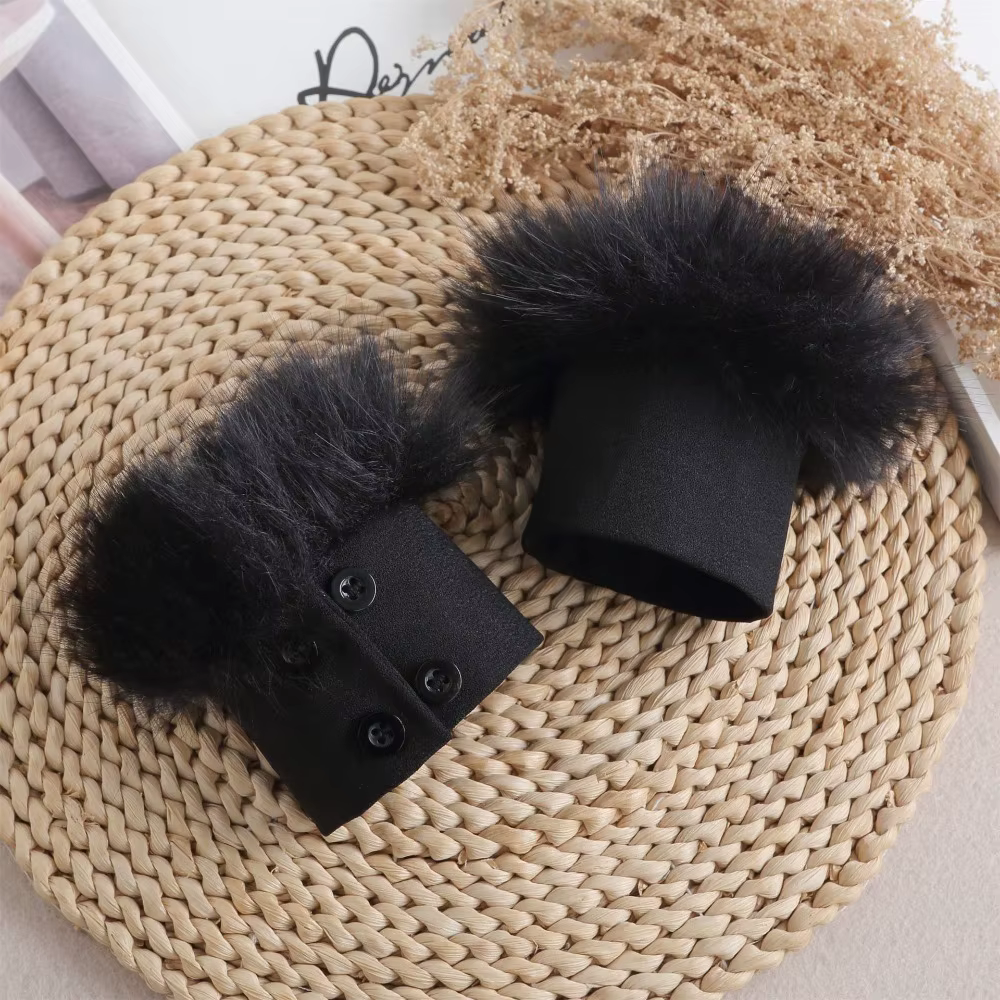 Poignets détachables à la mode pour femmes, longs poignets en peluche blancs/noirs, automne hiver, poignets chauds coupe-vent