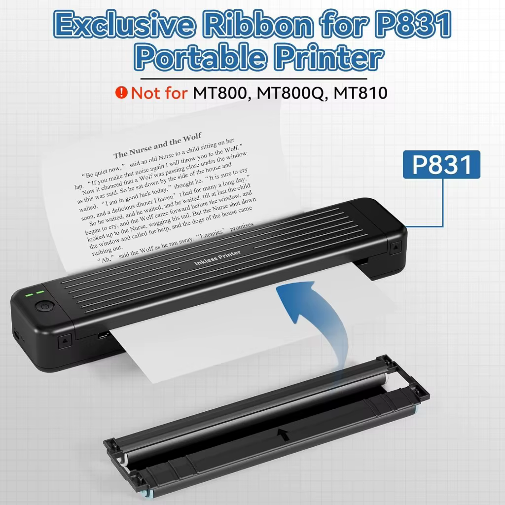 Ruban de transfert thermique Phomemo, 2 pièces, pour imprimante en papier A4 ordinaire Portable P831