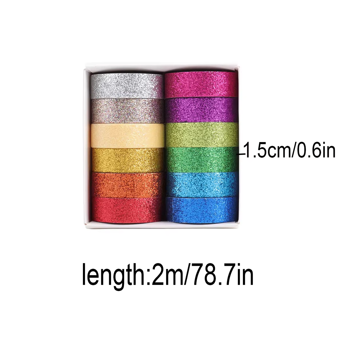 Ensemble de 12 rouleaux d'autocollants à paillettes colorées