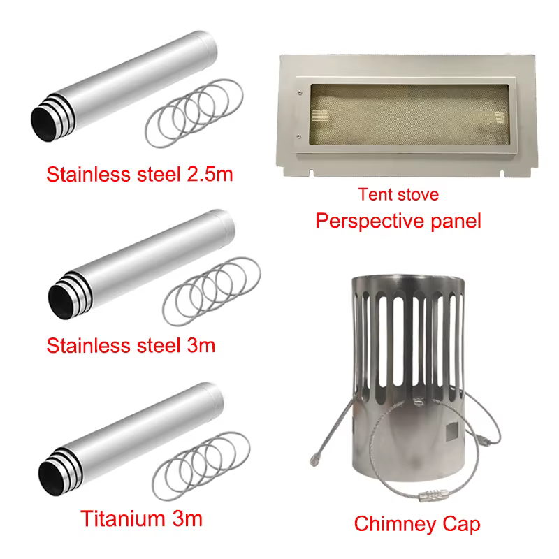 Capot de cheminée pour poêle à bois de camping 62 mm en acier inoxydable, avec protection anti-étincelles et protection contre la pluie, résistant à la chaleur, pour tente