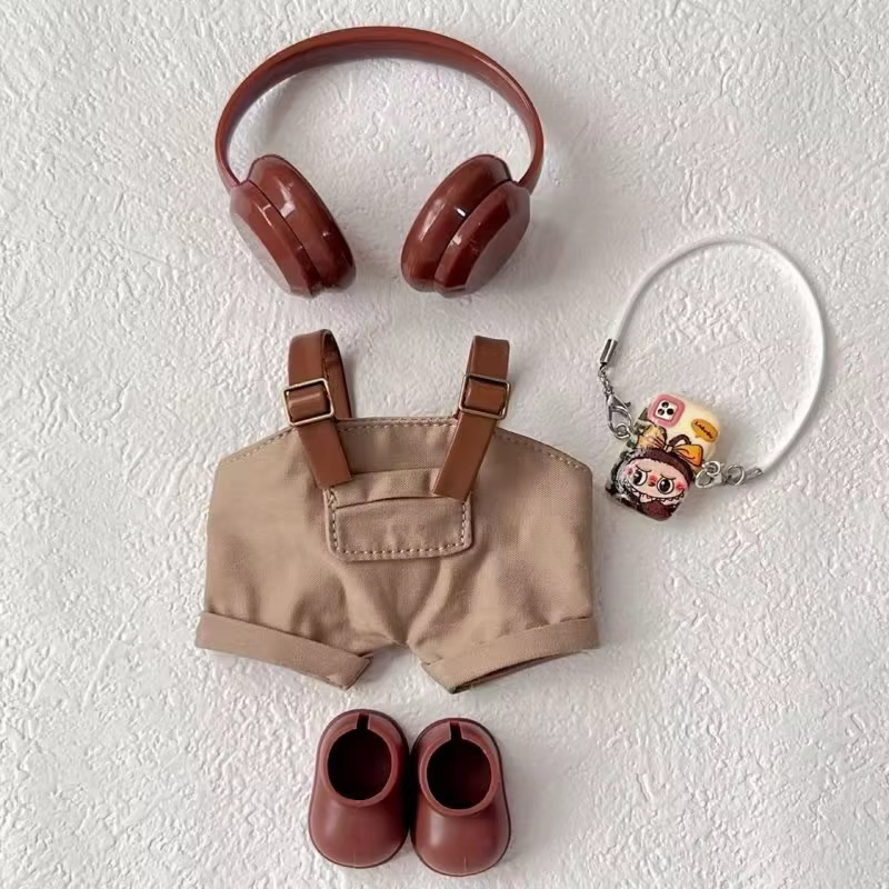 Vêtements labubu pour un ensemble de vêtements Labubu 15-17 cm comprend des écouteurs, une ceinture, des pantalons et des accessoires