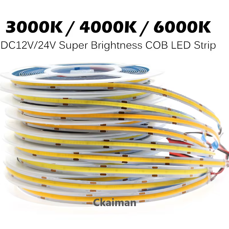Bande lumineuse LED COB, DC12V RA90 480 K 3000K 4000K, 6000 pièces
