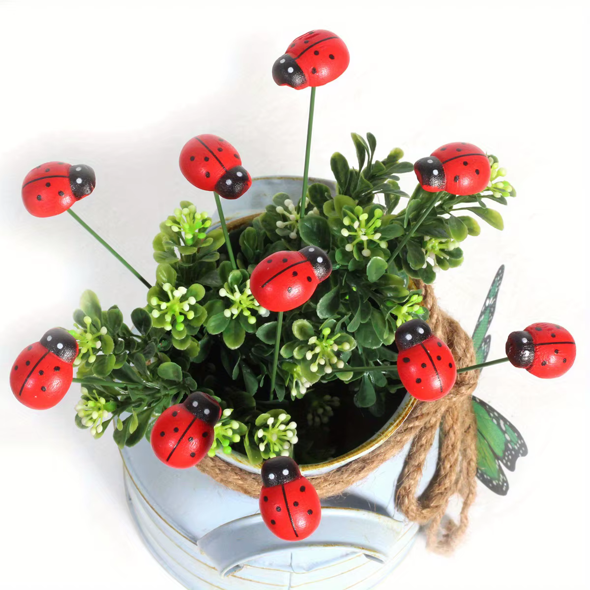Piquets de jardin décoratifs coccinelle en bois