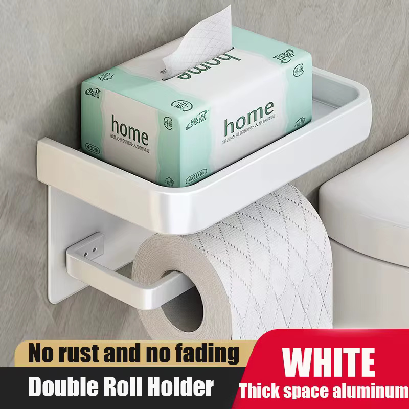 Porte-rouleau de papier toilette mural en alliage d'aluminium, stockage de WC, support d'étagère pour téléphone, accessoires HOAccessrespiration