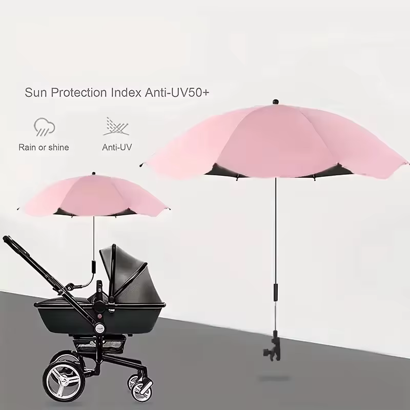 Parapluie de poussette anti-UV avec pince universelle, protection solaire et imperméable, accessoires pour poussette de bébé