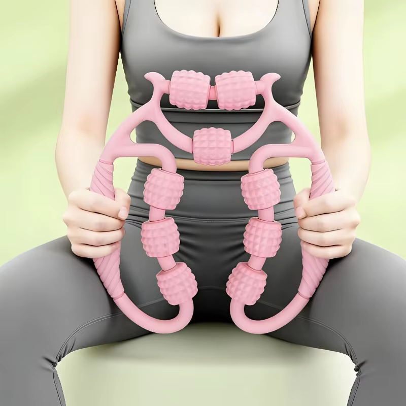 Masseur de jambes à 9 roues 360° °   Outil de massage enveloppant pour la relaxation des muscles des jambes, des bras et des cuisses, yoga, fitness, amincissement