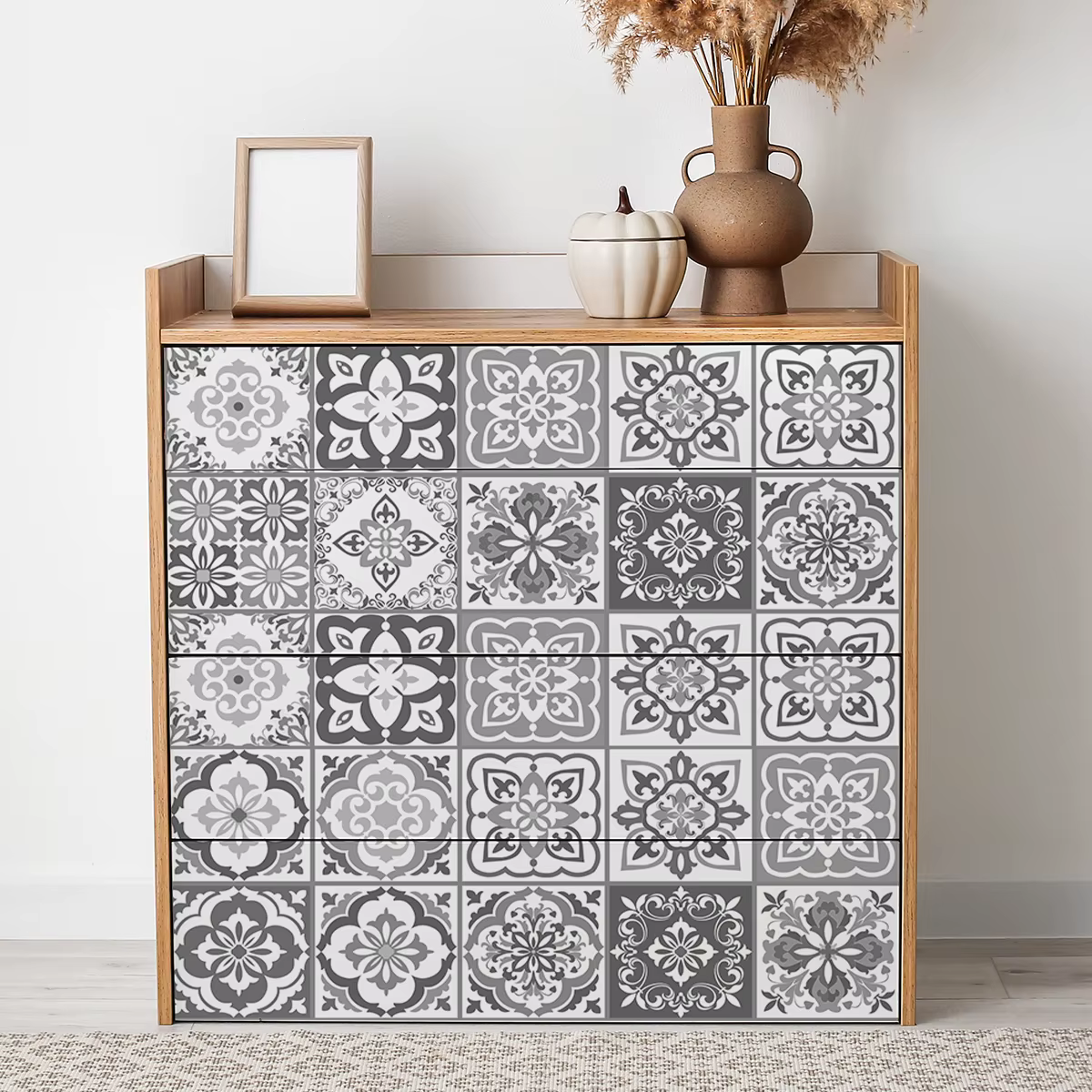 1 rouleau gris et blanc Portugal et Espagne Maroc motifs décoratifs épaissi résistant à l'humidité