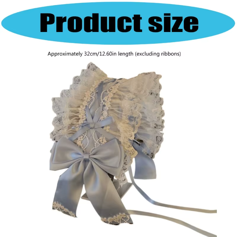 Cerceau cheveux en dentelle à volants pour femmes, avec bandeau en maille, nœud accessoires Cosplay