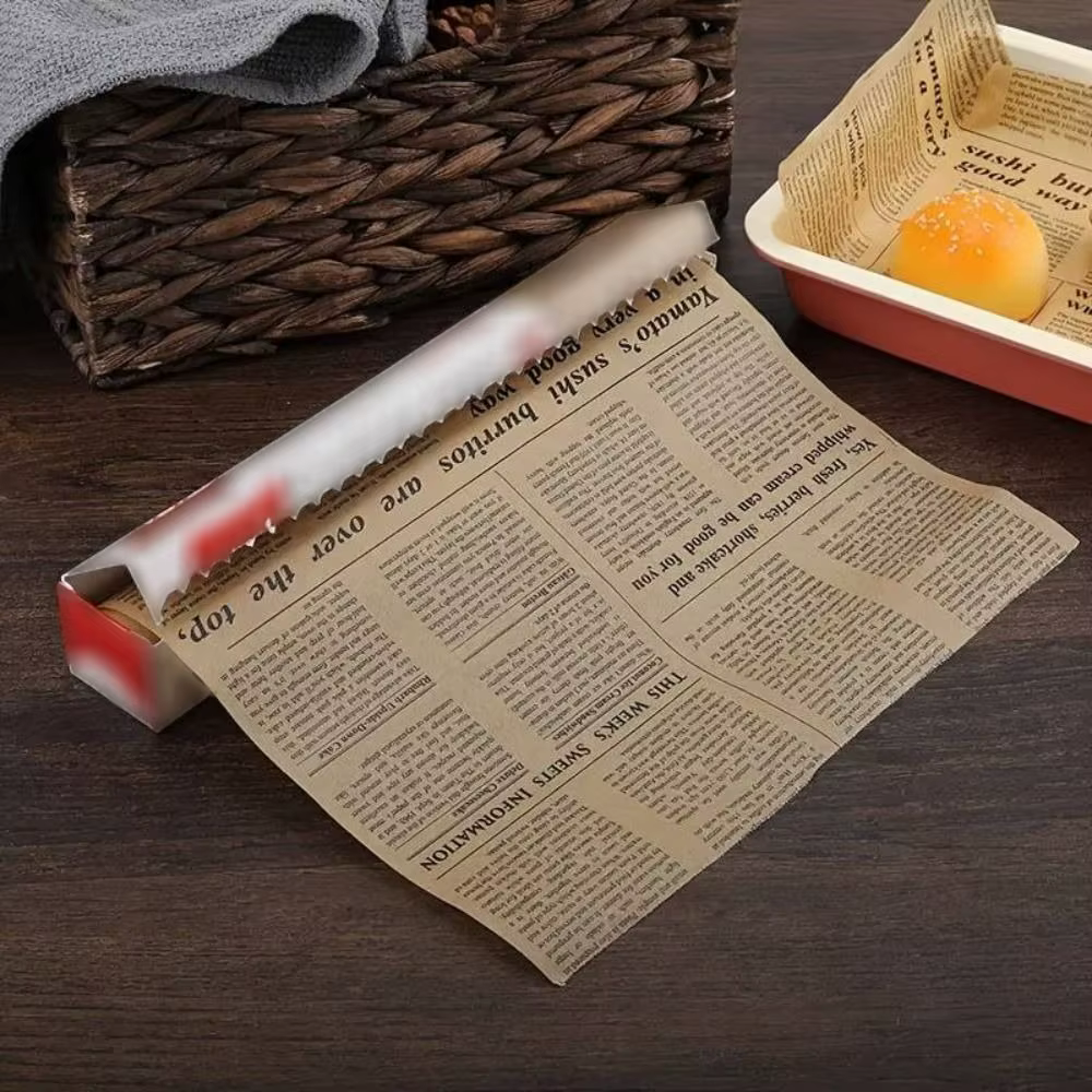 Papier parchemin antiadhésif résistant à la graisse, 1 rouleau de 5 mètres, papier ciré imperméable pour emballage alimentaire, frites