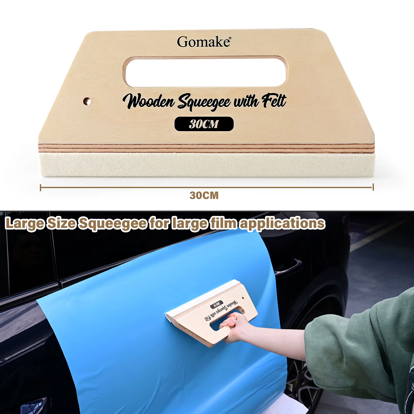 FOSHIO papier peint lissage raclette en bois avec bord feutre voiture Film décalcomanies teinte emballage grattoir sol porte graphique installer outil