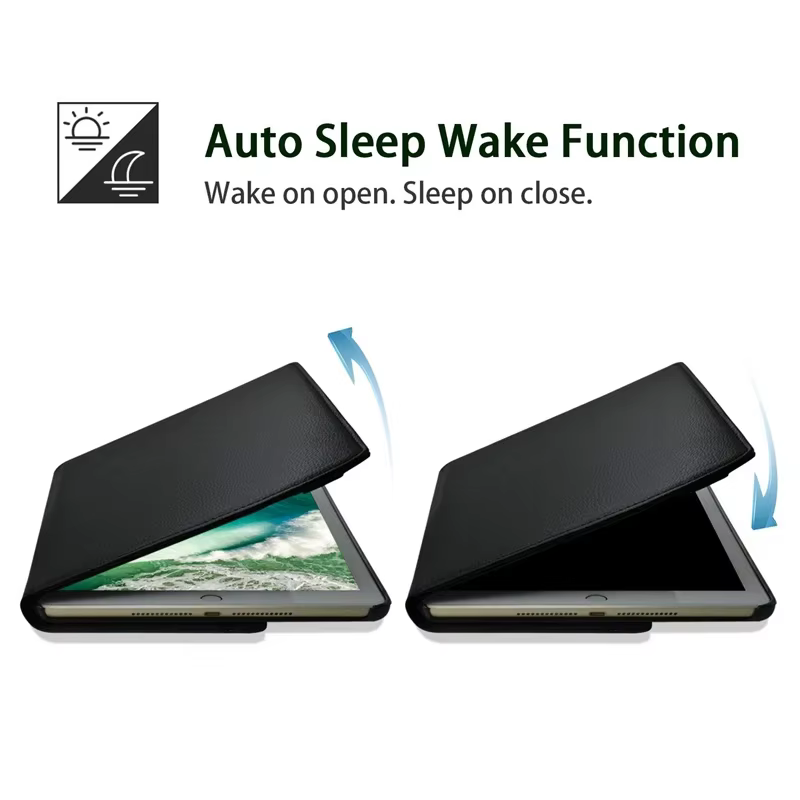 Pour iPad Pro 12.9 2018 2020 2021 2022 2015/2017 Étui en cuir intelligent 360 °   Coque de protection pour fonction rotation et réveil du sommeil
