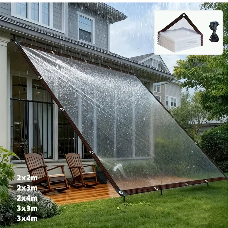 Bâche transparente imperméable légère pour ombrage et protection contre la pluie