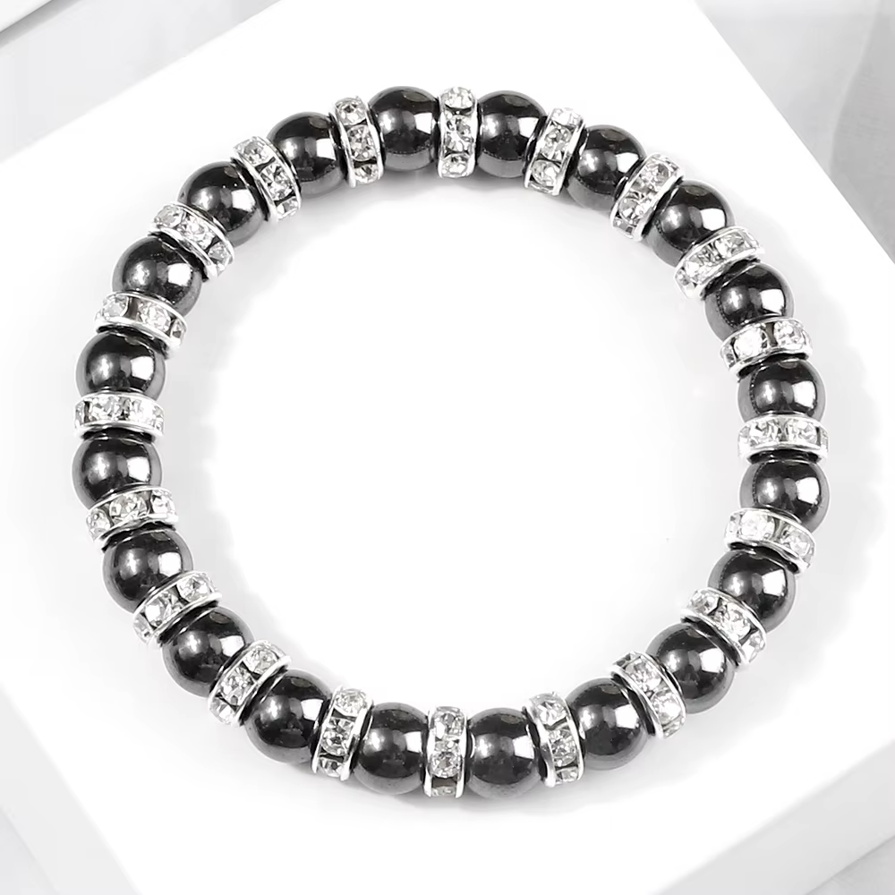 Bracelets en perles d'hématite naturelle pour hommes, non magnétiques, protection santé, bijoux pour femmes, charme, pierre de cristal, bracelet extensible et jonc