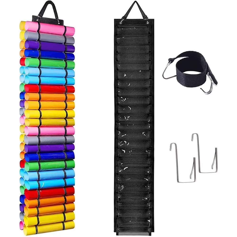 Organisateur de rangement en vinyle-porte-rouleau de rouleau de vinyle, support de rangement en vinyle artisanal, rangement organisateur suspendu avec 48 compartiments en rouleau