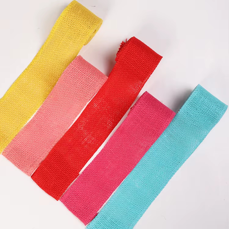 1 rouleau de ruban coloré en toile de Jute naturelle