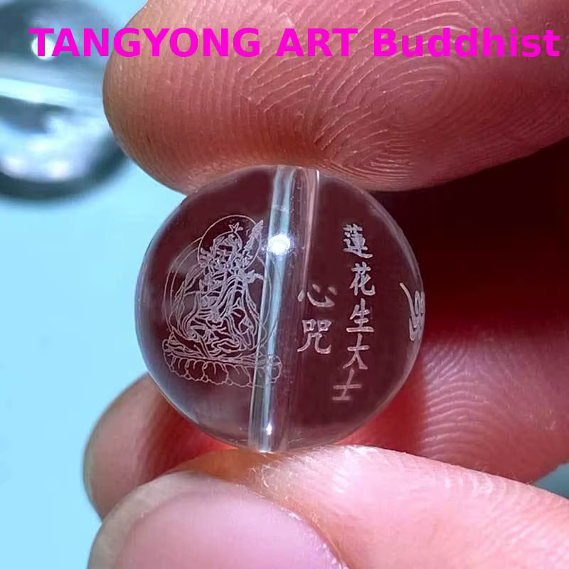50 % de réduction sur 10 pièces de perles de prière de bouddha sculptées en cristal exclusives Guru Rinpoche Padmasambhava pour le plaisir du moine du temple, protection bouddhiste