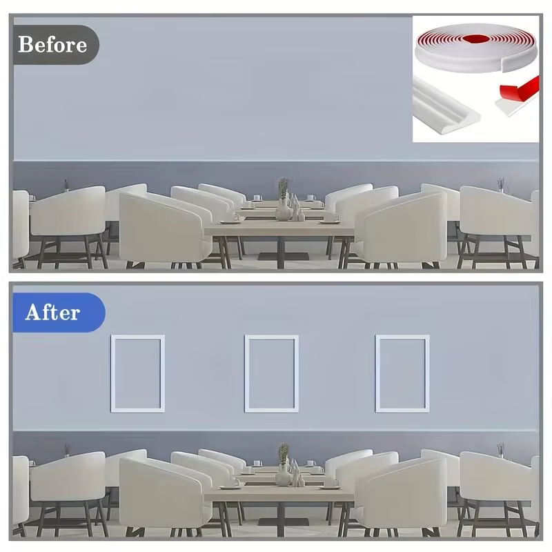 1 rouleau de bandes décoratives élégantes en PVC auto-adhésives - Flexibles et pliables pour les murs