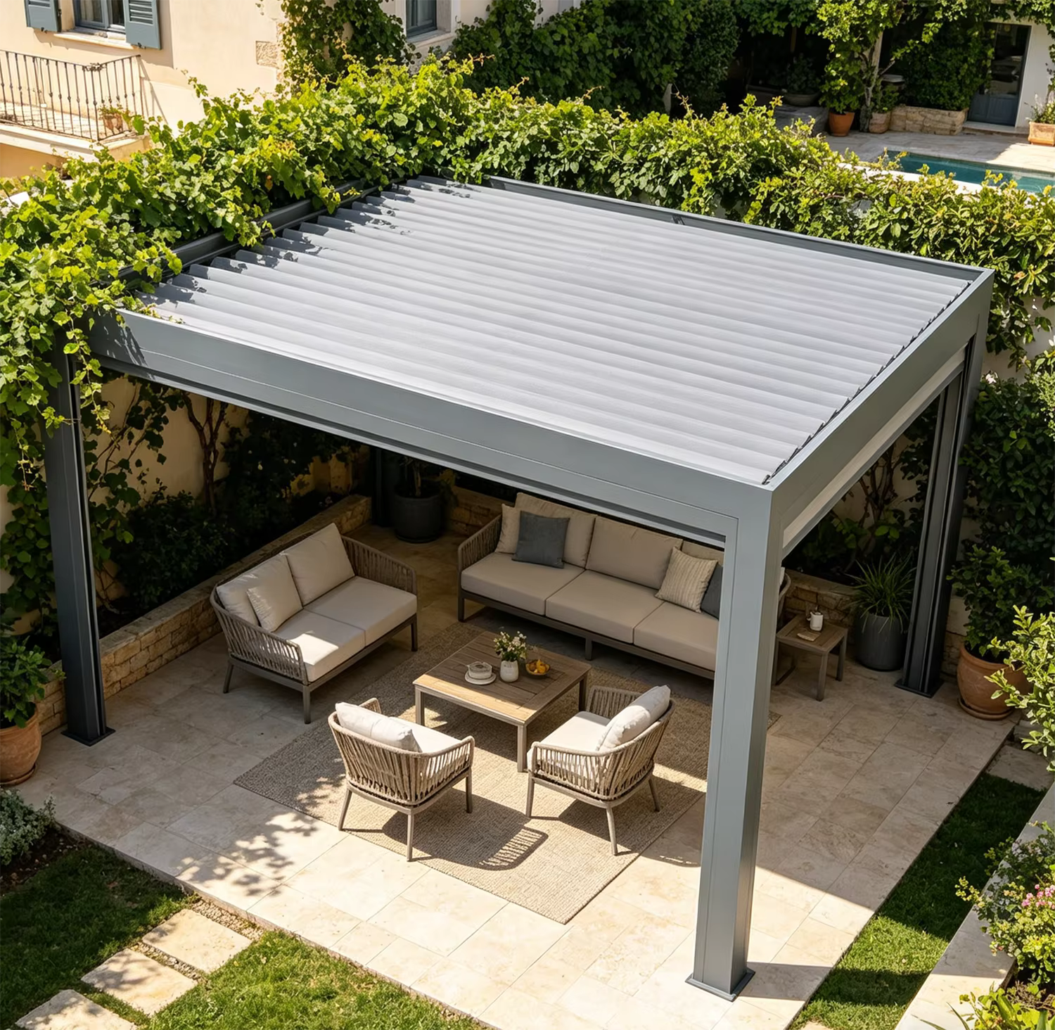 Pergola rétractable, aluminium robuste