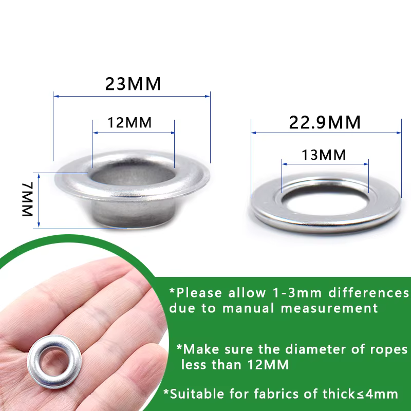 Oeillets en aluminium de 12MM avec rondelles