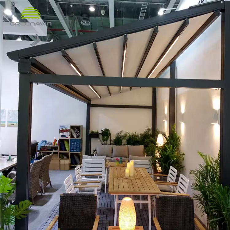 Couvre-pergola imperméable mural en PVC pour pergola rétractable