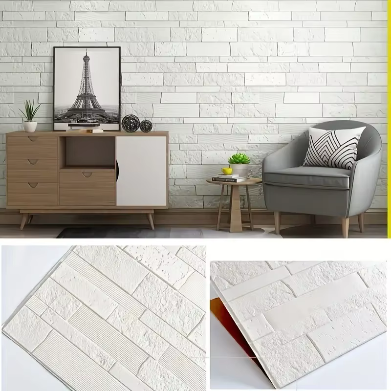 Papier peint imperméable en PVC 3D blanc