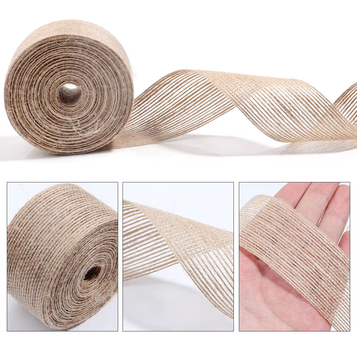 Rouleau de ruban en toile de jute naturelle vintage