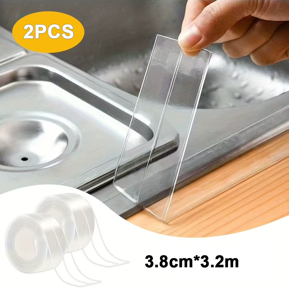 1/2 rouleaux ruban auto-adhésif PVC Transparent imperméable bandes murales de salle de bains