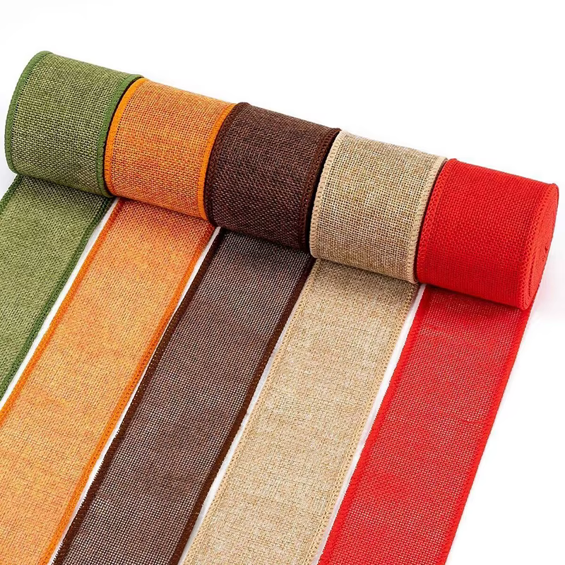 Rouleau de ruban en toile de Jute naturelle colorée