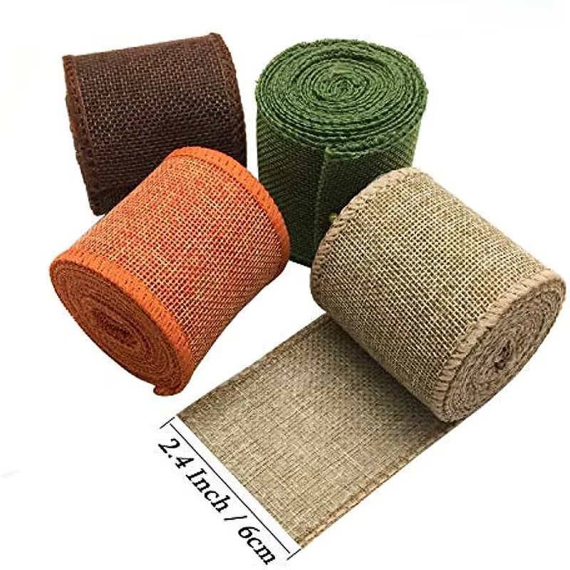 Rouleau de ruban artisanal polyvalent en toile de Jute naturelle colorée