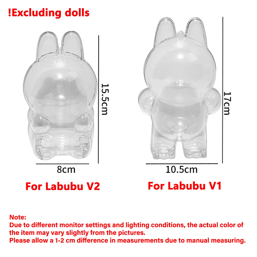 Étui de protection Transparent pour poupée Labubu V1 V2 V3, coque anti-poussière pour Labubu 4.0, boîte de rangement, accessoires de poupées