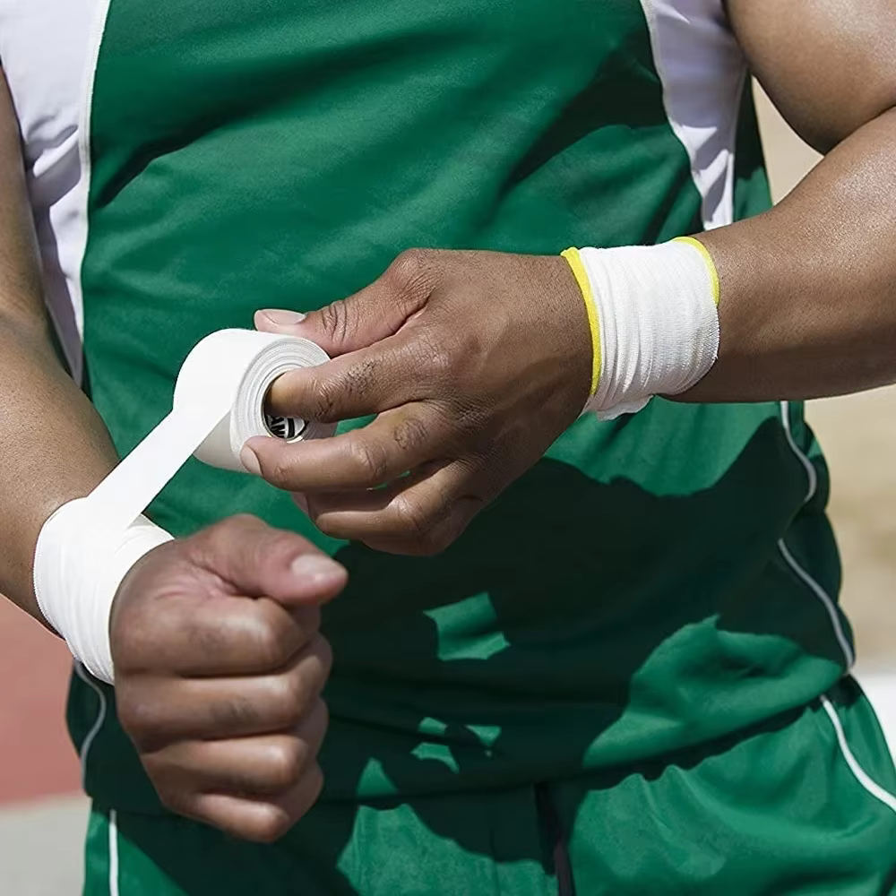 1 rouleau de ruban de sport autocollant blanc, adapté à la boxe, au football et au basket-ball avec fixation élastique des articulations et aux bandages