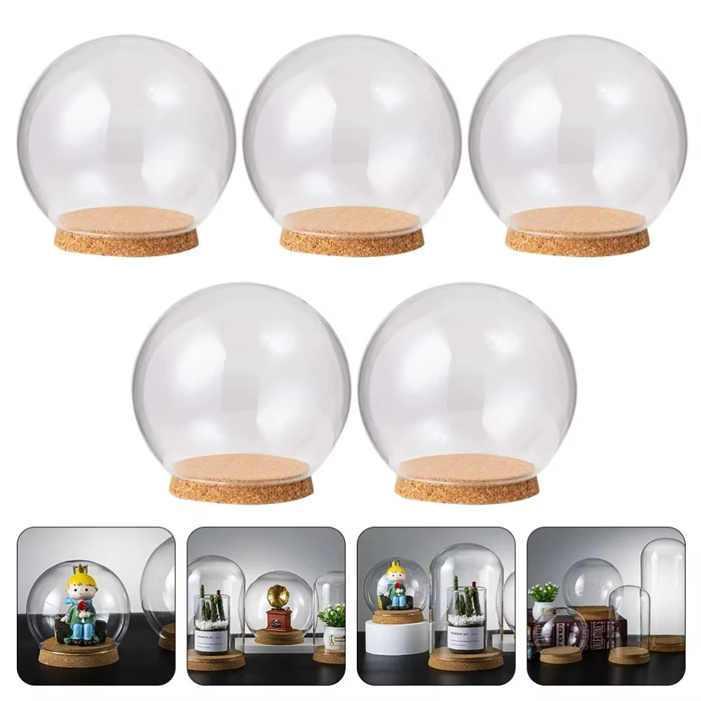 Fleurs fraîches conservées couvercle en verre fleur couvercle anti-poussière Transparent dôme en verre protecteur clair fleurs dôme