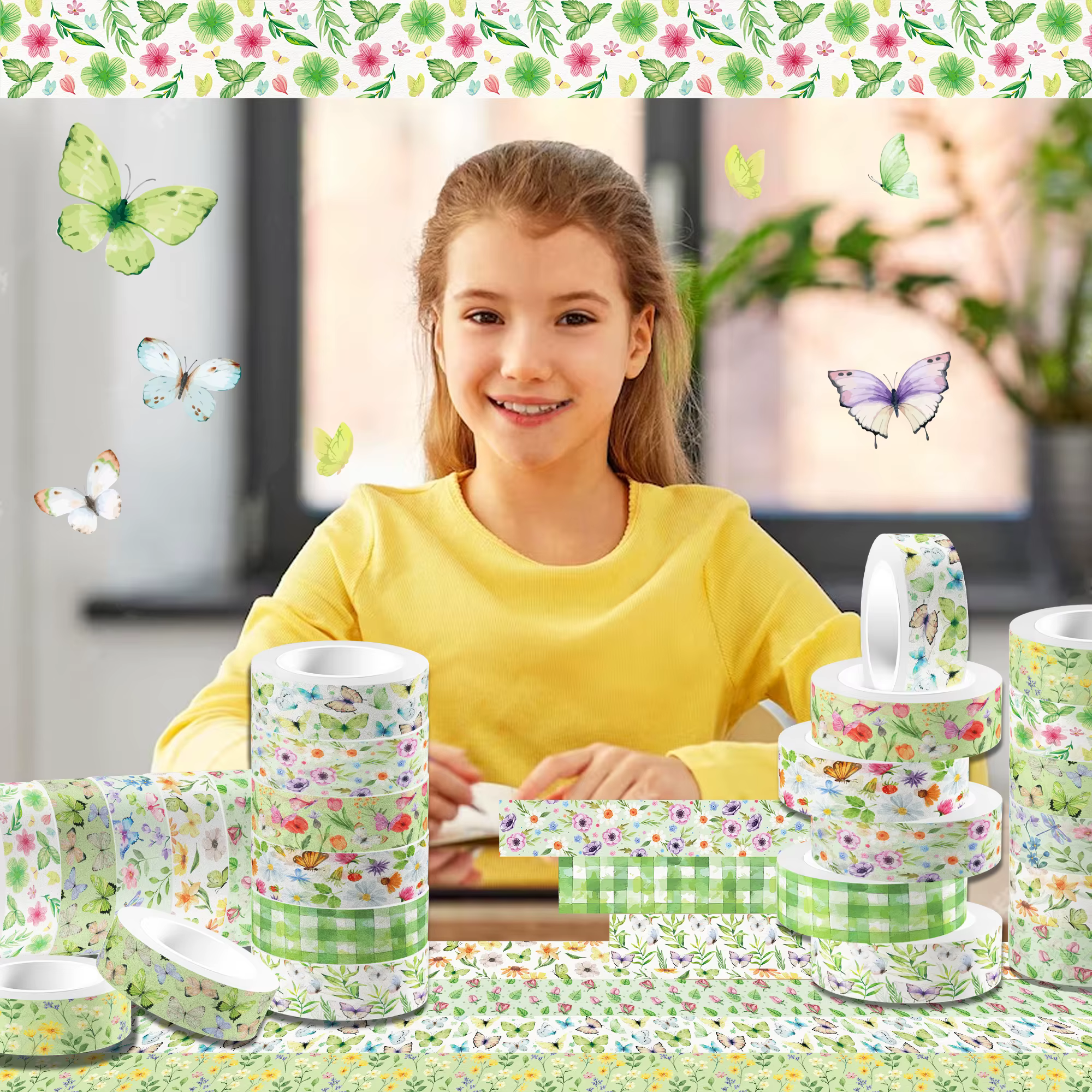 Ruban adhésif Washi à motif floral de printemps