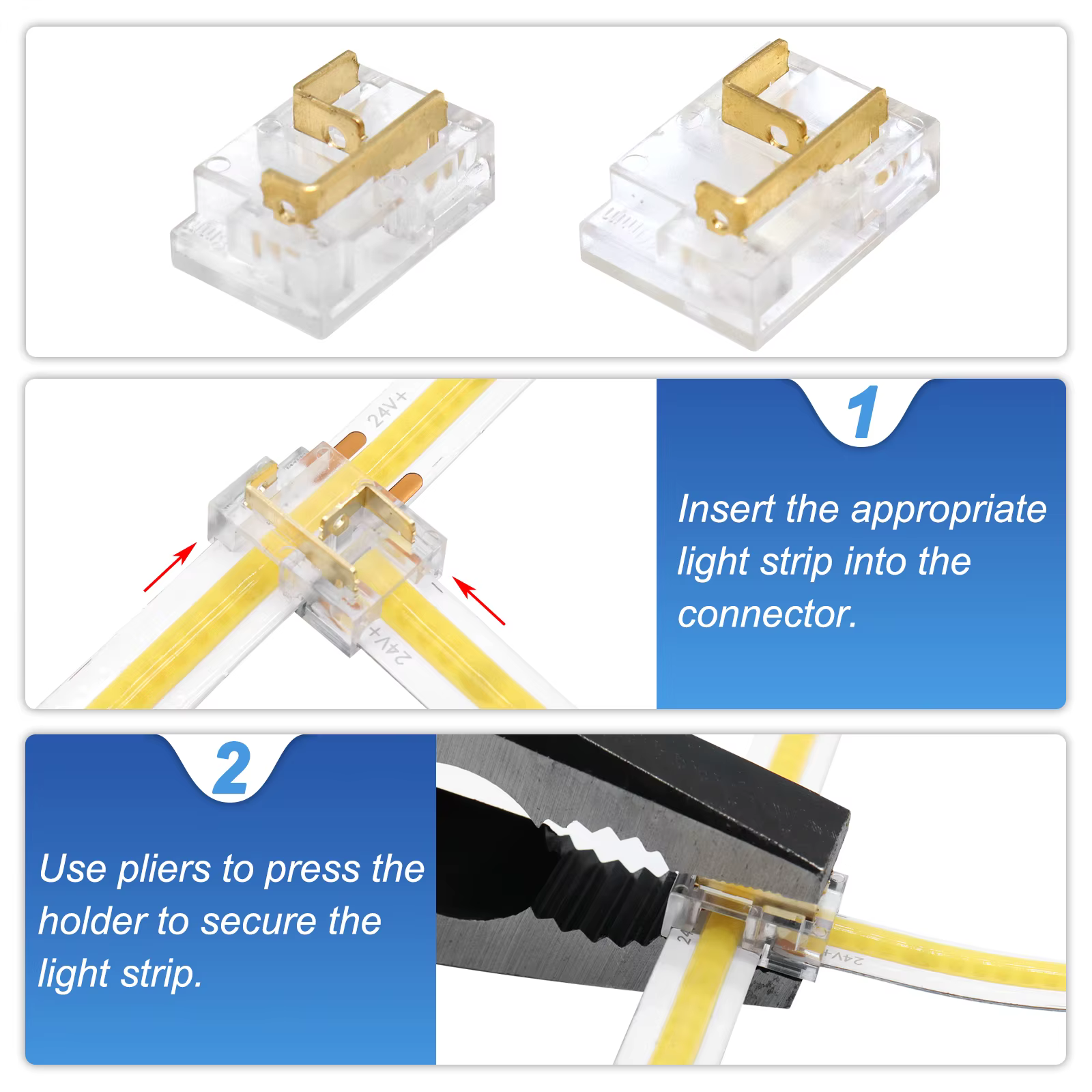 Connecteur d'angle multifonction 12 en 1 pour bande LED COB 8 mm 10 mm
